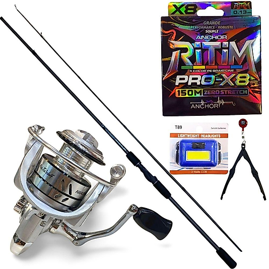 Spin Set 2.10 m Kamış+2000'lik Makine+150m 8X İp Misina