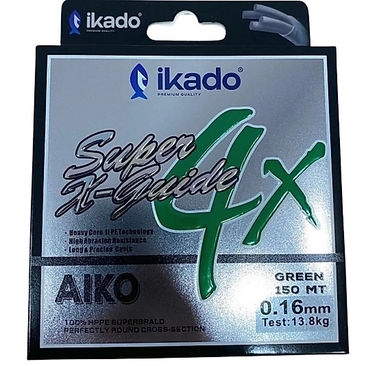 Ikado Alko Super X-Guide 4X Örgü İp Misina 0.16mm 150m 13.8kg Yeşil