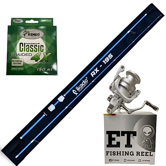 LRF Seti — Ikado Kamış + ET1500 Olta Makinesi + Kendo Örgü Misina Hazır Takım